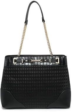 JFY Top Zipped Diamond Pattern Tote Bag