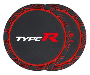 2Pcs Car Cup Holder Coasters Universal for Honda Type R, PVC Anti-Slip Automotive Drink Cup Mats (Red)