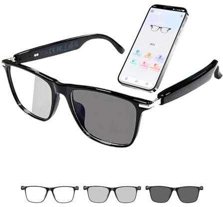 Tulbeys Bluetooth AI Smart Glasses with 160+ Languages, Color-Changing Lenses, Built-in Speaker & Clear Audio - Real-time Language Translator Glasses for Travel, Meetings and Business Use