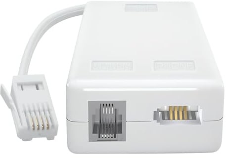 ADSL Filter Microfilter for Phone/Broadband, BT Plug to ADSL RJ11 Broadband Internet Microfilter Splitter with Cable Male to Female for BT Sky Talktalk Phone Landline Modem Router Wifi Telephone Fax