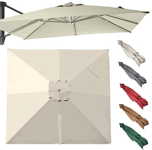 GJPXFR Tela De Repuesto Para Parasol Excéntrico 2.5x2.5m 3x4m Toldo De Sombrilla De Recambio Para 8 Varillas, Cuadrada Para Sombrilla De Playa Patio Jardín