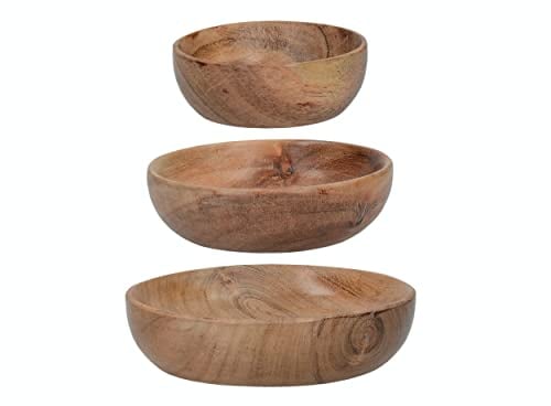 Creative Tops Naturals Lebensmittelechte dekorative Dipschalen aus Holz (3er-Set) 12.8cm (5 Zoll), 10.cm (4 Zoll) und 8 cm (3 Zoll), Tiefe jeweils 2 cm, Brown