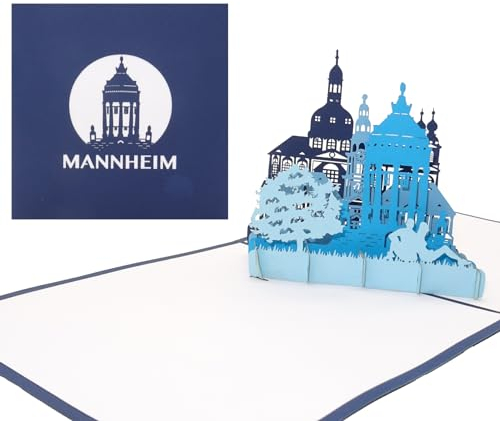 Pop Up Karte „Mannheim – Mannheimer Wasserturm“ - 3D Grußkarte als Souvenir, Geschenk, Geschenkverpackung – Geburtstagskarte & Einladung zur Städtereise