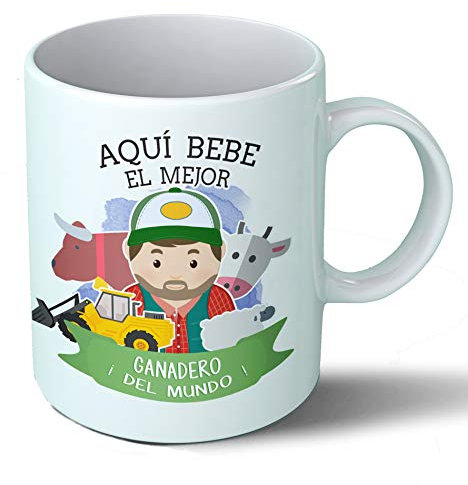 Planetacase - Taza Ganadero - Regalo Original - Cerámica 330 mL - Taza Desayuno Apta para Microondas y Lavavajillas - ganaderia Animales - Resistente a Lavados