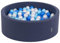 KiddyMoon 90X30cm/200 Bolas ∅ 7Cm Piscina De Bolas para Ninos Hecha En La UE, Azul Marino:Azul Clr/Azul/Perla
