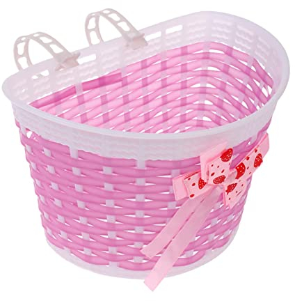 CUTICATE Kinderfahrrad Deko Mädchen Fahrradkorb Lenkerkorb mit Bowknot - Rosa