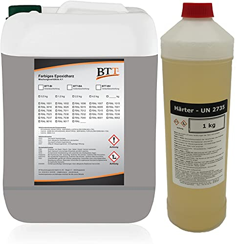 BTT-BI Epoxidharz Bodenbeschichtung RAL 7036 für 50m² Innen Fliesenlack Betonfarbe Industrieboden Garagenfarbe Kellerfarbe Wohnraum Gießharz Epoxy