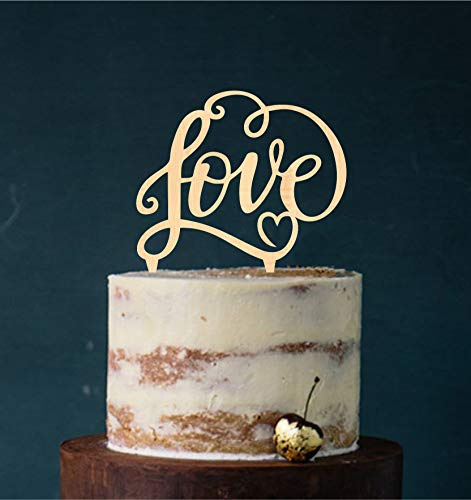 Manschin-Laserdesign Cake Topper, Tortenstecker, Tortefigur Acryl, Farbwahl - Hochzeit Hochzeitstorte Love (Holz) Art.Nr. 5013