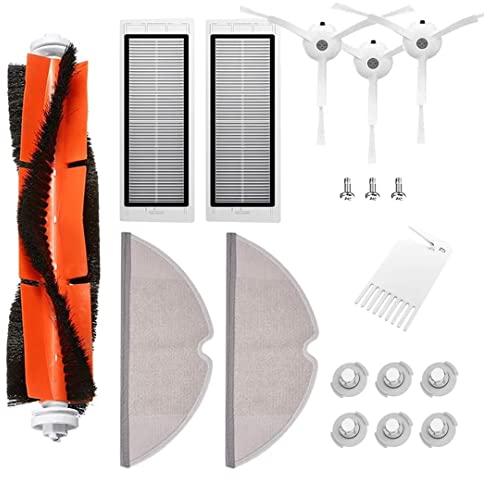 HoHumoca Zubehör-Kit Ersatzteile für Xiaomi Roborock S5 /S50 /S51 /S55 /S5 Max /S6 /S60 /S65 /S6 Max /S6 MaxV /S6 Pure, 1 Hauptbürste, 2 Wischtuch, 3 Seitenbürste, 2 HEPA Filter