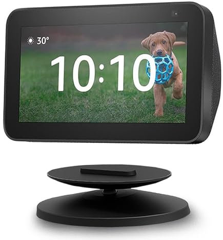 AutoSonic Stand for Echo Show 8 and 5, Adjustable Base Mount Accessories for Amazon Alexa, Magnetic Attachment, 360 Degree Swivel, Tilt Function, Anti-Slip Base, 2019 Release, Black