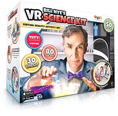 Abacus Brands Bill Nye's VR Science Kit - Virtual Reality Kids Science Kit, Book and Interactive Learning Activity Set (Full Version - Includes Goggles)