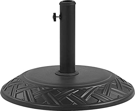Beliani Pied de Parasol Socle 50 cm de Diamètre en Béton Noir avec Ornements Décoratifs Idéal comme Support pour Parasol de Jardin