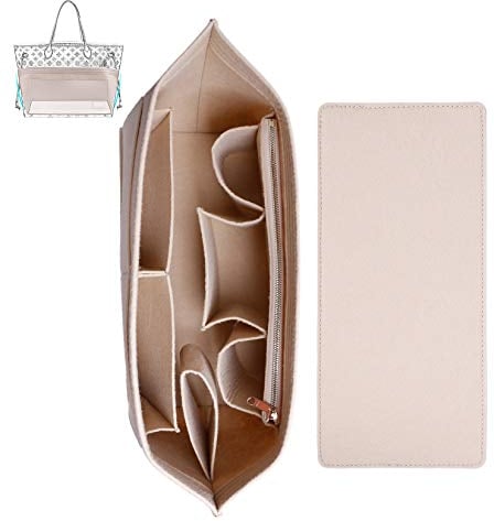 Doxo Geldbörsen-Organizer-Einsatz für Handtaschen und Bodenformer, 2-teiliges Set, Filz-Organizer-Einsatz für große Tragetaschen, Taschen-Organizer mit Reißverschluss, 3 Größen, passend für Speedy,