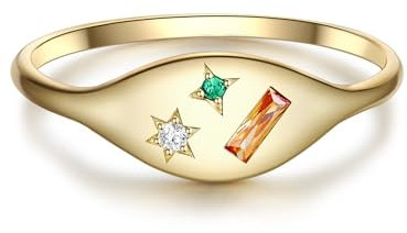 GLANZSTÜCKE MÜNCHEN Damen-Ring aus 925/- Sterling Silber gelbvergoldet mit Zirkonia bunt - Silberring vergoldet mit farbigen Steinen