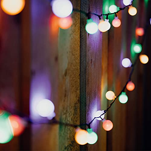 hellum Kugel Lichterkette außen mit Timer, LED Lichterkette mit 180 bunte Glühbirnen, Strombetrieben Partybeleuchtung beleuchtet 12,9m zu Weihnachten, Party-Deko, Garten, Sommer, 578300