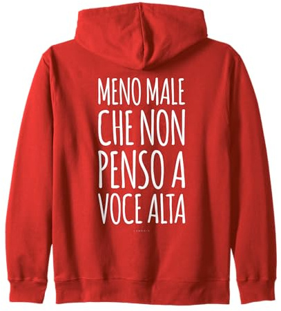Felpe Donna con Zip E Cappuccio Non Penso A Voce Alta Felpa con Cappuccio