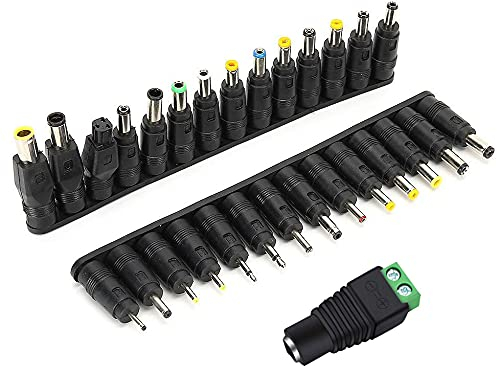 Guuzi Kit di Adattatori di Alimentazione CC per Laptop 30 Pezzi Universali 5,5 mm x 2,1 mm Adattatore di Alimentazione CA CC Connettore per Set di Prese di Corrente