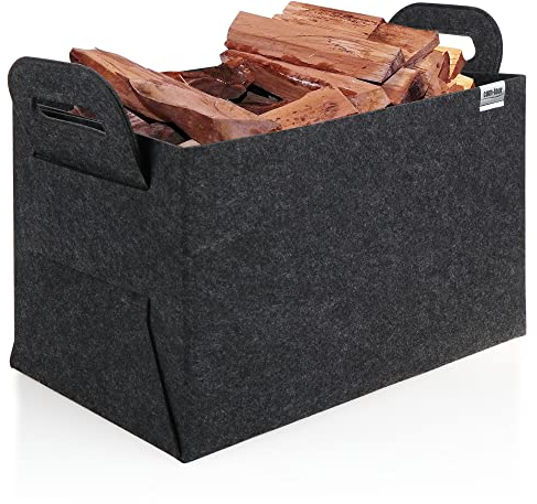 COM-FOUR® Filz-Tasche XXL für den Einkauf - Transporttaschen für Zeitungen, Altpapier und Shopping - Kaminholz-Tasche für Brennholz - Einkaufstasche (01 Stück anthrazit 44x31cm)