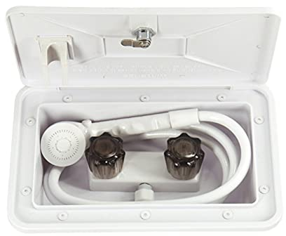 DFMY Rv. Outdoor-Dusche-Außendusche-Duschkasten-Kit Hot Cold Switch Duschkabine mit Schloss Fit for Camping Rv. Camper Van Reisemobilkarawan (Size : White)