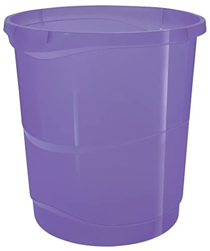Esselte Papelera de 14L Apilable de Plástico, Contenedor para Basura y Reciclaje, Casa y Oficina, Diseño en Relieve, Gama Colour'Breeze, Lavanda, 628462
