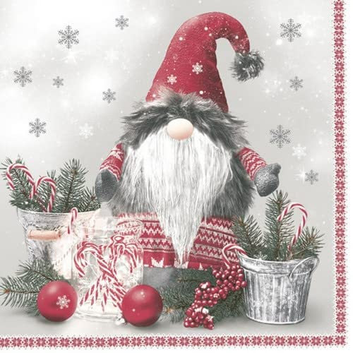 20 Servietten Pelziger Wichtel | Gnom | Zwerg | Winter | Weihnachten | Tischdeko 33x33cm