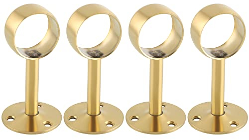 Alise Gardinenstangenhalter, 32 mm Durchmesser, Schrankstangenhalter, Wandhalterung, Deckenmontage, Vorhangstangenhalterungen für Badezimmer-Vorhang, Edelstahl, goldfarben, 4 Stück
