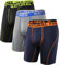 Natural Feelings Sport Boxershorts Herren Unterwäsche Herren Unterhosen mit Eingriff 9in Polyester Boxershorts Lang 3er Pack-Silber/Blau/Schwarz M