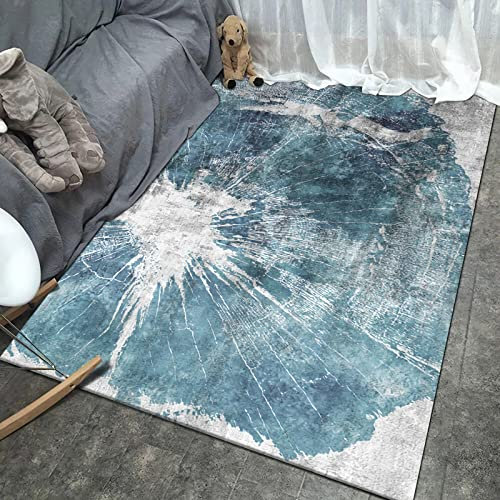 Teppich Spiel Teppich mädchen Blau grau abstraktes geometrisches Design wohnzimmerteppich Baby Teppich staubsauger Teppich 200x350cm