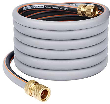 Abimars Anschlussgarnitur Classic 5m 1/2 Zoll, Schlauchadapter zum Anschluss des Schlauchwagens, Gartenschlauch mit 2 Messing Schlauchverbinder, 30 bar Berstdruck(22°C)