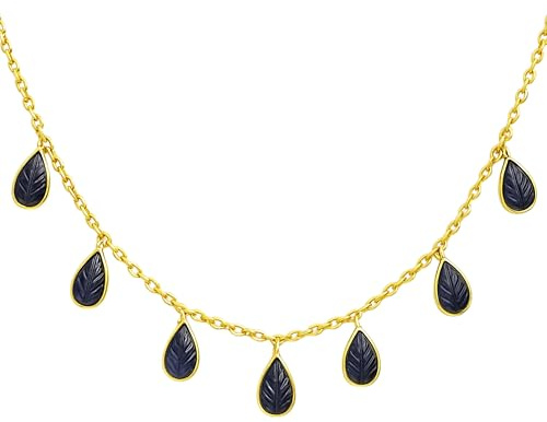 Iolith vergoldete 925 Silber Halskette 40.5cm - Natürlicher Edelstein - Geburtstagsgeschenk - Weihnachtsgeschenk - Handgefertigte Geschenkideen für Frauen