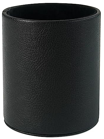 HEISHAYU Der runde Stifthalter aus PU-Leder eignet sich für Aufbewahrungsstifte, Make-up-Pinsel, Augenbrauenstifte und künstliche Desktop-Pflanzen,Schwarz