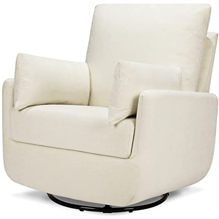 Davinci Juno 360° Swivel Rocker Chair - GREENGUARD Gold, FSC & Certi-PUR US Certified - Spacious & Cozy Rocking Glider - Glider Rocking Chair for Nursery & Living Room - Vanilla with Metal Base