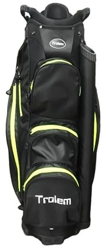 Trolem - Golfbag für Trolley - 14 Fächer, 2 XXL-Taschen und 5 Zubehörtaschen - Unisex-Golftasche Herren & Damen - Leicht - Cartbag - Schwarz & Grün