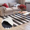 MY-RUG Fleckerlteppich 80 x 150 cm - Schwarz Weiß gestreift, handgewebt, recycelte Baumwolle als Flickenteppich und Wendeteppich, moderner Chindi Teppich Aarav Kelim Teppich