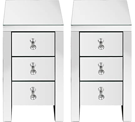 FLYIFE Nachttisch, Spind, Nachttisch, Nachttisch Mit Schubladen, Schlichtes, Minimalistisches Design, Nachttisch, Verspiegelter Nachttisch, Beistelltisch, Kommode Mit 3 Schubladen, Nachttisch, Nachtti