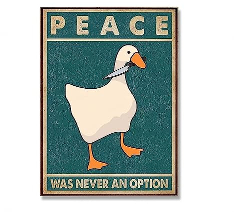 Leinwandgemälde, lustige Gans, Frieden war nie eine Option, Poster, Retro-Wandkunst, Bild, Druck, Raumdekoration, Geschenk, Gans (Color : A, Size : 60x90cm No Frame)
