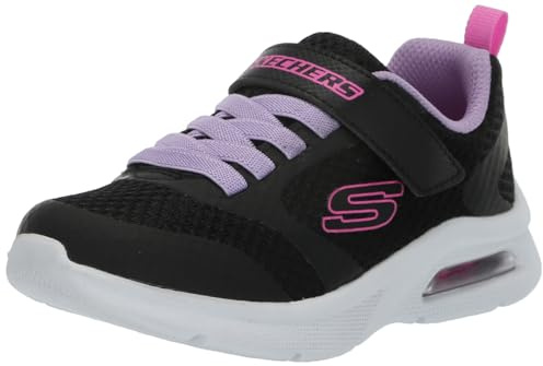 Skechers Girl's Microspec Max Sneaker, Schwarz/Lavender, 10.5 Little Kid