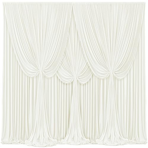 4 Paneele, elfenbeinfarbene Hintergrundvorhänge für Hochzeit, Party, knitterfreie Hintergründe, Vorhangvorhänge, Stoffdekorationen, Fotohintergrund, Tuch für Babyparty, Fotografie, Bühnenempfang, 6 m