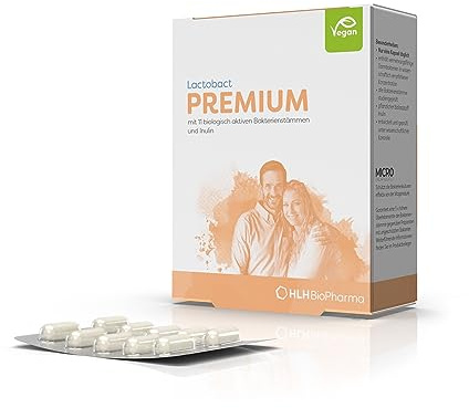 Lactobact PREMIUM, 30 Kapseln – Bakterienkultur-Komplex mit 11 wissenschaftlich ausgewählten, biologisch aktiven Bakterienstämmen und dem Ballaststoff Inulin