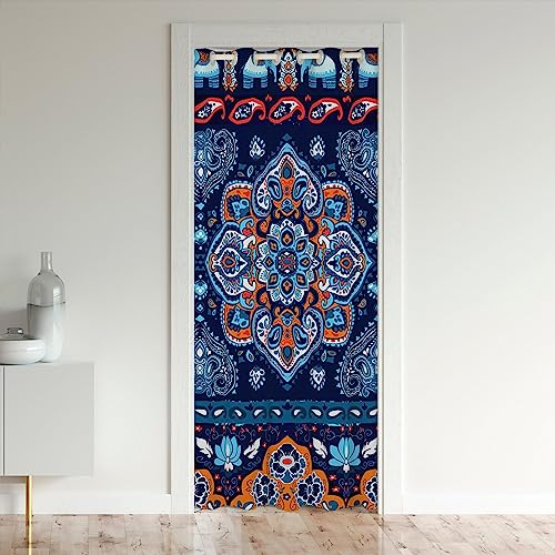 richhome Paisley Boho Bunte Tür Vorhang 106x203, Elefant Boho Tribal Ethnische Tür Verdunkelung Vorhang, Mandala Blumen Tür Vorhang Schlafzimmer Dekor