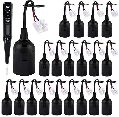 Mitening Douille de Lampe E27 20 Pièces avec Câble 250V 4A et Testeur de Tension VDE - Douille de Rénovation et de Chantier