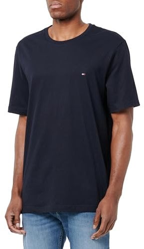 Tommy Hilfiger Men’s Short Sleeve Round Neck Essential Regular Fit T-Shirt, Blue (Desert Sky), XL