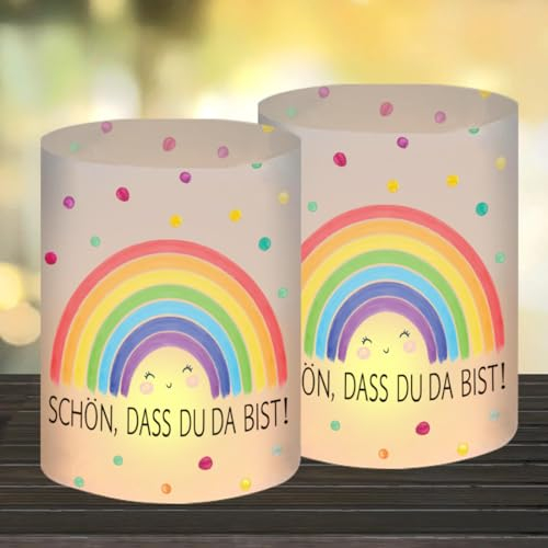 12 Windlicht Tischdeko Geburtstag, Deko Regenbogen Geburtstag Mädchen, Laterne Regenbogen Deko Kindergeburtstag,Happy Birthday Tischdeko, Geeignet für Teelichter oder Kerzen