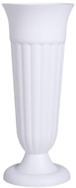 FIOERDTUIE Vase de cimetière Polyvalent conçu pour Les Vases funéraires intérieurs et extérieurs avec Vase à Fleurs de cimetière en Plastique avec Piquet au Sol, Blanc
