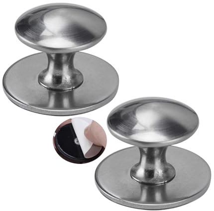 ZYFH8992 2 Pièces Poignée Autocollant en Acier inoxydable Tirer Tirage pour Chambre à Coucher sans trou Poignées pour placards Porte coulissante en verre Boutons d'Armoire Tiroir (Argent brossé)