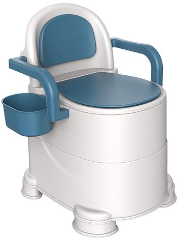 VBESTLIFE Tragbare Toilette für Erwachsene, Nachttisch-Toilettenstuhl-Toilette mit Armlehnen und Rückenlehne, Geruchshemmend, Töpfchenstuhl für ältere Menschen und Schwangere Frauen