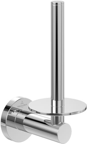 Villeroy & Boch Elements - Tender Reserve-Toilettenpapierhalter, Ersatzrollenhalter Toilettenpapier für Wandmontage, Toilettenpapier Aufbewahrung aus Zink, rund, Chrom