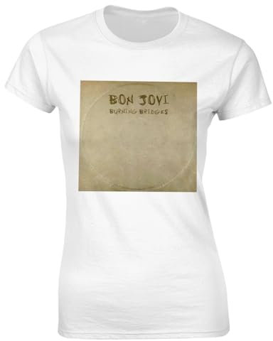 Bon Music Jovi Damen-T-Shirt, kurzärmelig, Rundhalsausschnitt, klassische Passform, lässig, Sport, dehnbar, Schwarz, weiß, M