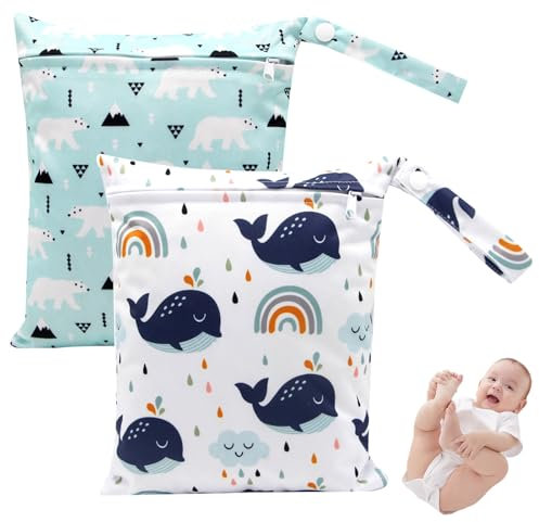 2 Pcs Schwimmsachen Nassbeutel - Kindergarten Nasstasche Wet Bag mit Schwimmsachen Nassbeutel