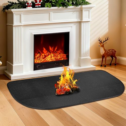 Mineup 102x50cm Feuerfeste Unterlage, Feuerfeste Kaminmatte, Funkenschutzplatte Kaminofen Unterlage, Feuerfest Matte für Kaminofen, Extra große Feuerschutzmatte, Zum Schutz des Bodens Vor Funken